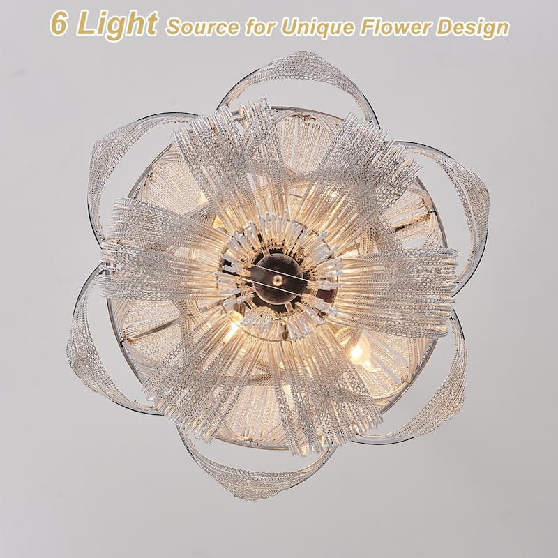 Modern 8-Light Tassel Chain Empire Chandelier With Chrome Finish