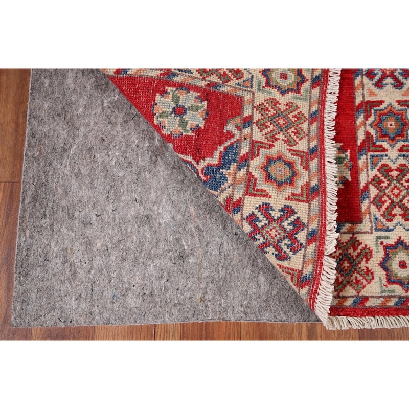 Geometric Red Kazak Accent Rug Handmade Wool Carpet - 2'0" x 2'11"