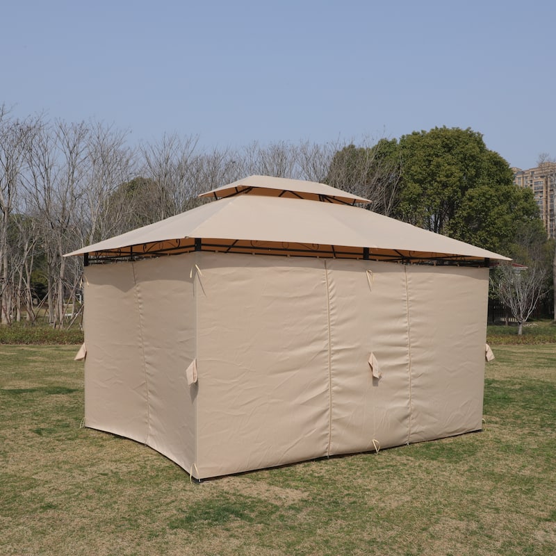 13x10 Outdoor Patio Gazebo Canopy Tent, Metal Patio Gazebo with Ventilated Double Roof & Mosquito Net for Lawn, Garden