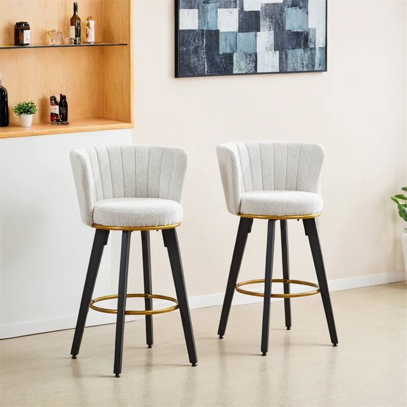 Counter Height Bar Stools Set of 2,360° Swivel Upholstered Barstools