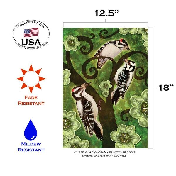 Downy and Hairy Woodpeckers Outdoor Garden Flag 18