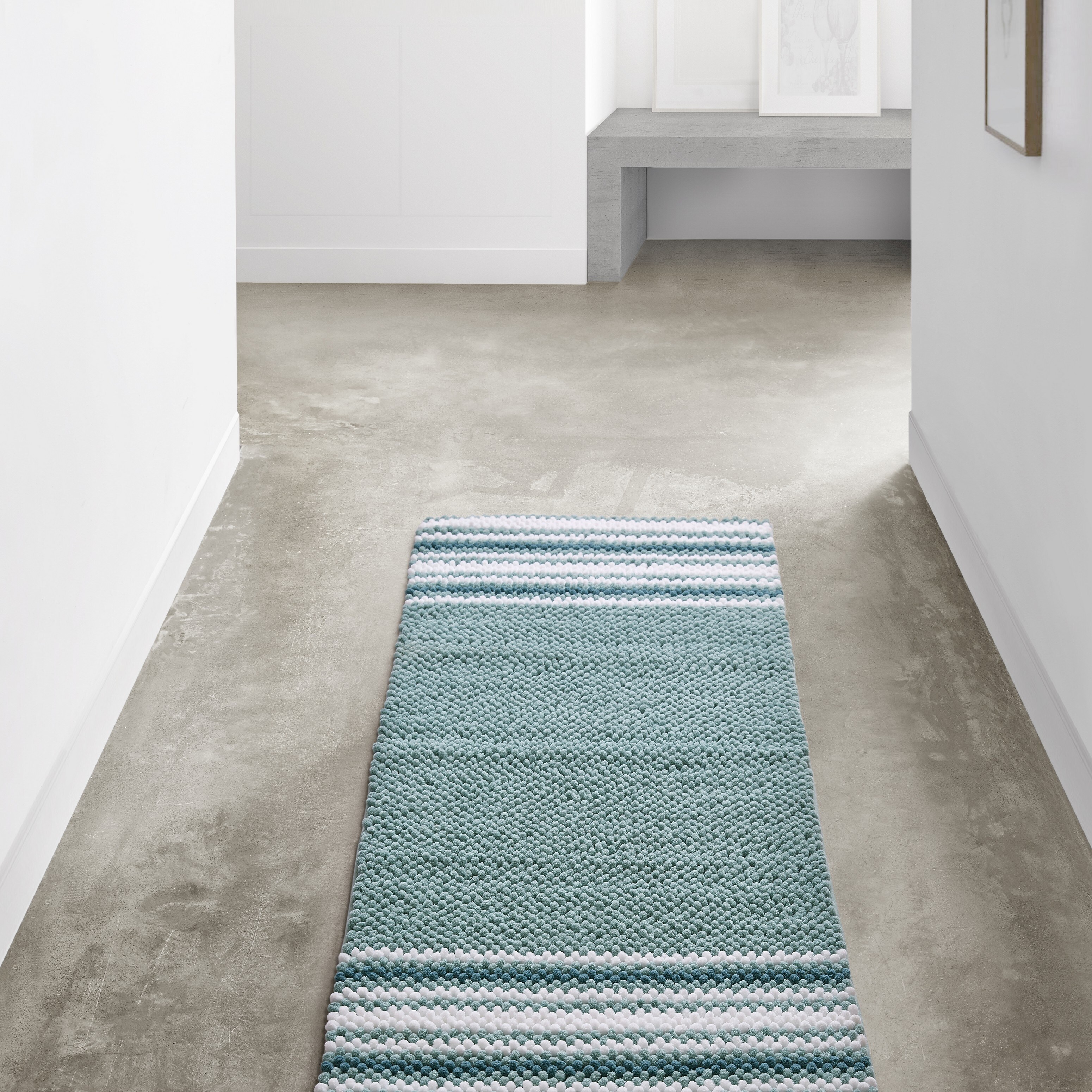 Teal VCNY Home 17" x 24" Chenille Loop Microfiber Braided Bath Rug 