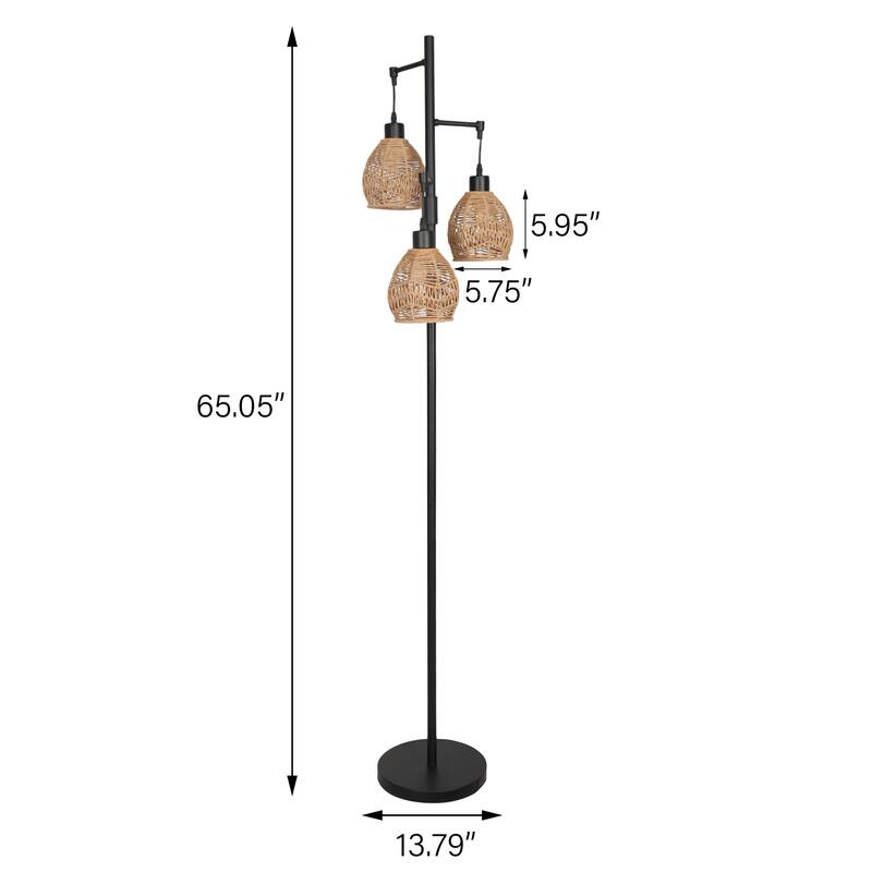 Woven Globe Floor Light Bohemian Tall Lamp
