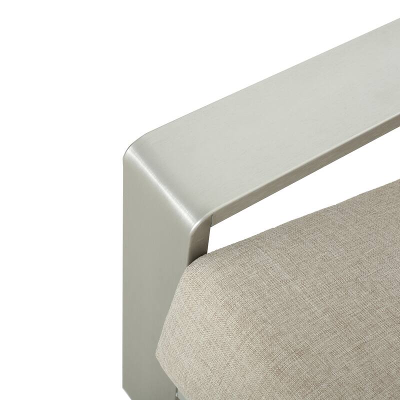 Roomfitters La Plata Outdoor Aluminum Lounge Chairs with Olefin Cushions, Modern Patio Seating, Silver