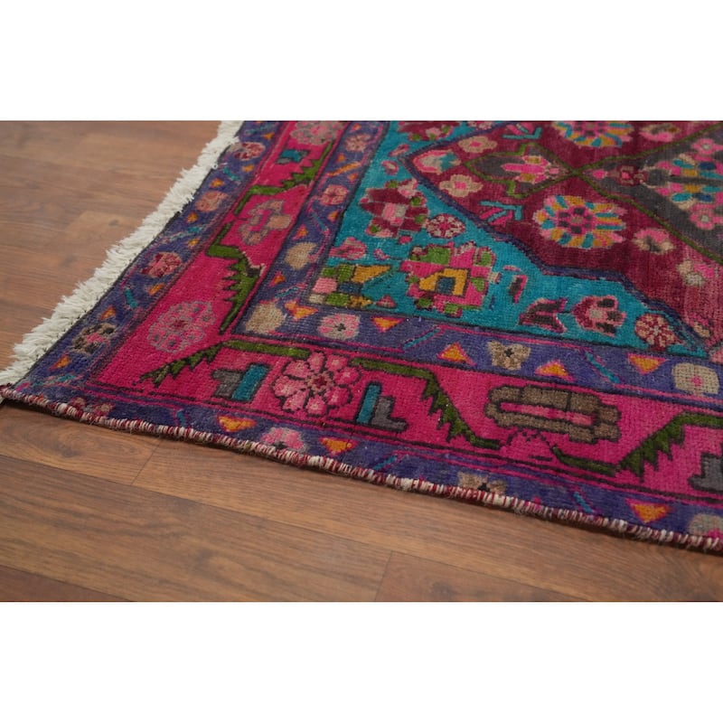 Hand Knotted Oriental 100% Wool Carpet Traditional Geometric Pink Ardebil Runner Rug - 10' 6'' X 3' 0''