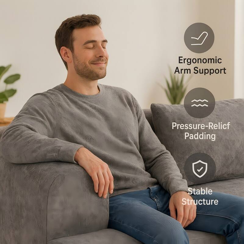 96" Full-Foam Modular Boucle Sectional Sofa, 2-Piece Low-Profile Couch with Rounded Arms