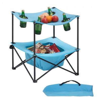 Portable Camping Table with 4 Cup Holders and Large Storage Bag for Outdoor Adventures