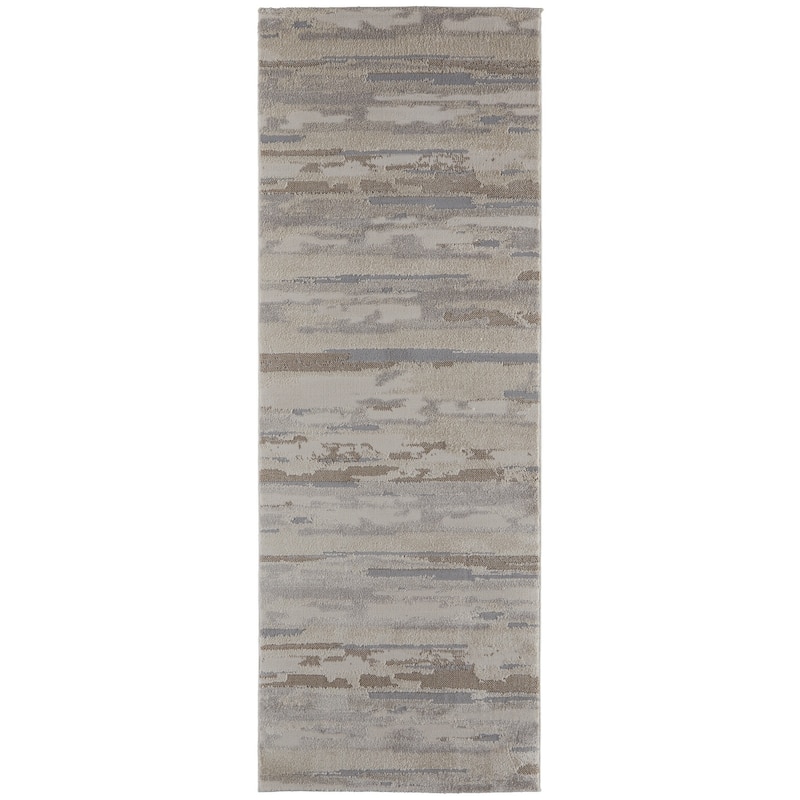 Grand Bazaar Kayden Machine Made Abstract Modern Area Rug - 2'10" x 7'10" - Ivory/Tan/Brown