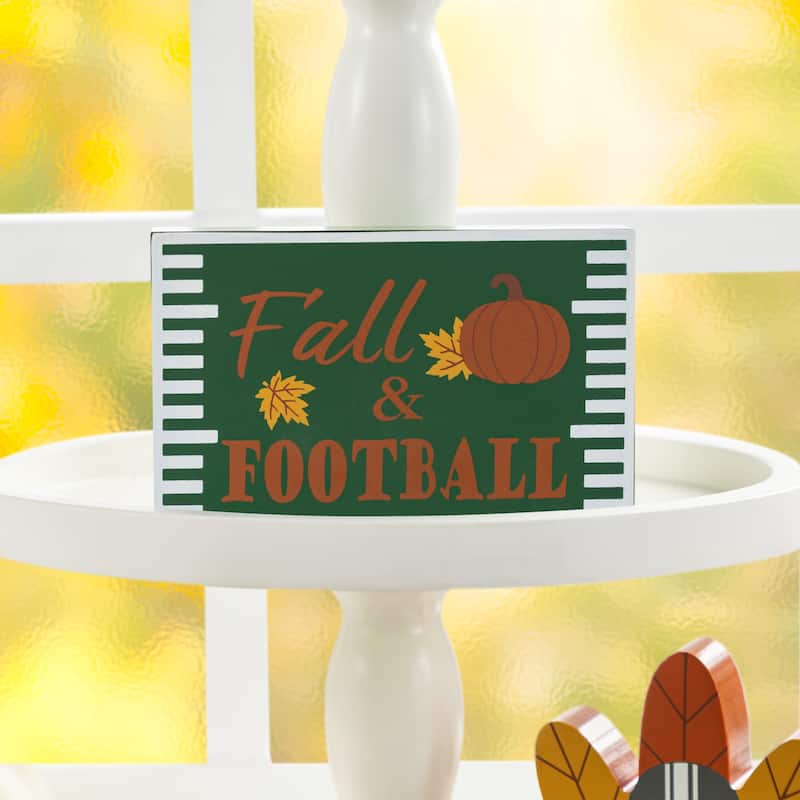 Glitzhome 5.75"H Set of 4 Thanksgiving Wooden Turkey Table Decor Set