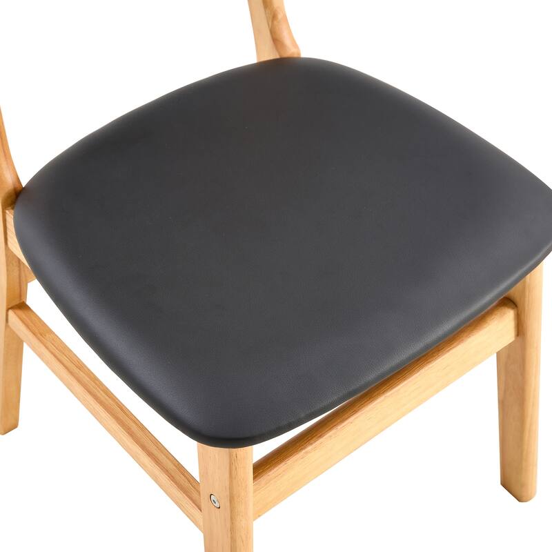 4 The Stylish And Durable Solid Wood Dining Chair, Small Curved Back,Pu Cushion