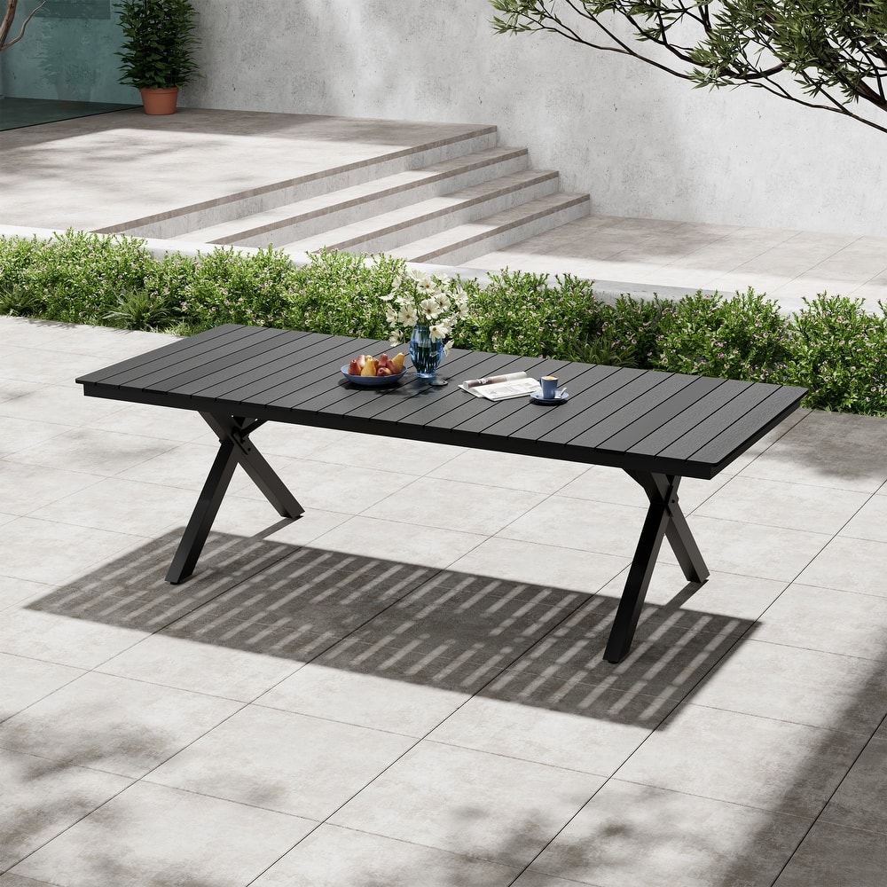 Pellebant Aluminum Rectangular Outdoor Patio Dining Table with Umbrella Hole