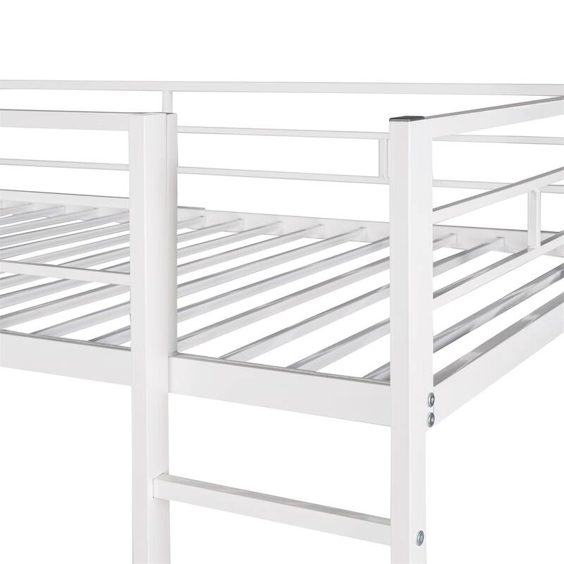 Merax Metal Twin Size Loft Bed with Desk, Shelves