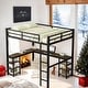 preview thumbnail 1 of 12, Full Metal Loft Bed with Desk and Shelves, Loft Bed with Ladder and Guardrails, Loft Bed Frame for Bedroom, Black Black
