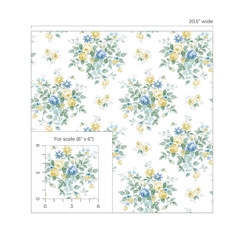NextWall Floral Bunches Peel and Stick Wallpaper