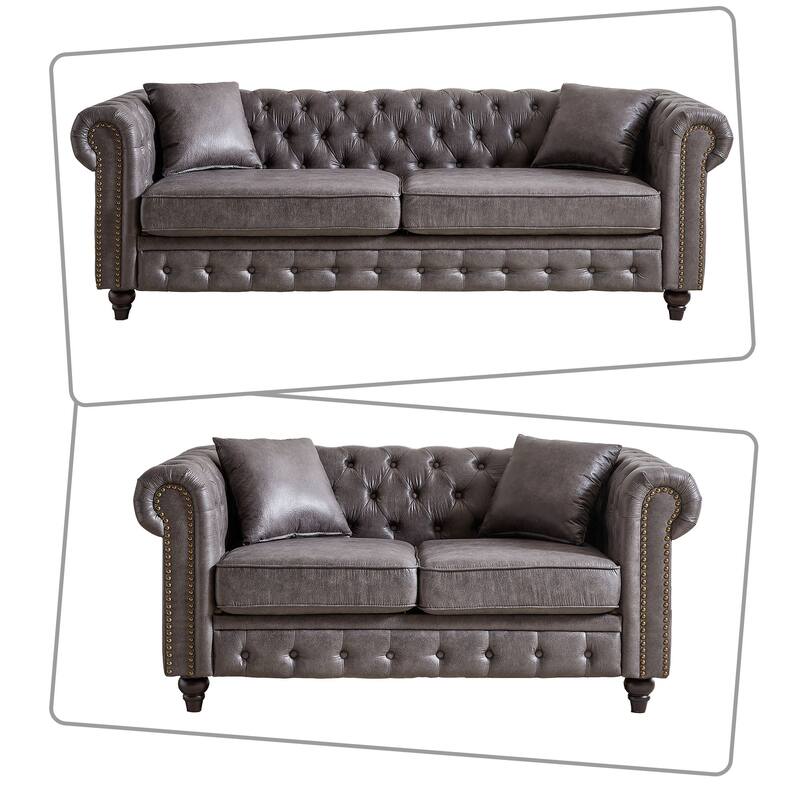 Mid-century retro style 2-piece sofa set for living room mall parlor