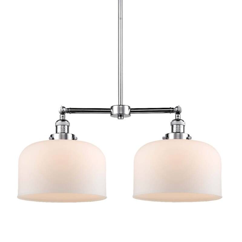 Innovations Lighting X-Large Bell 2 Light 21" Wide Linear Chandelier - Polished Chrome / Matte White Cased