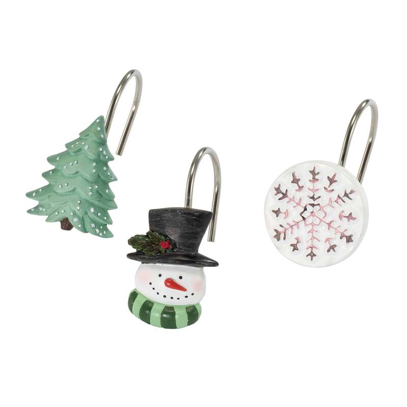Avanti Linens Winter Snowman Shower Hooks - White