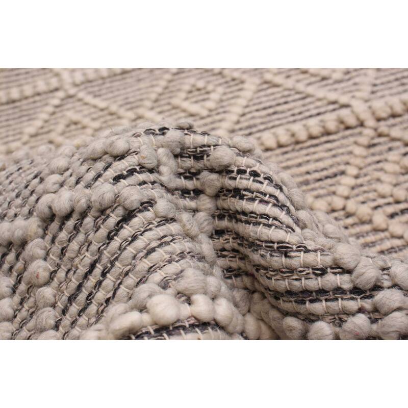 ECARPETGALLERY Braid weave Sienna Grey Wool Rug - 4'10 x 4'10