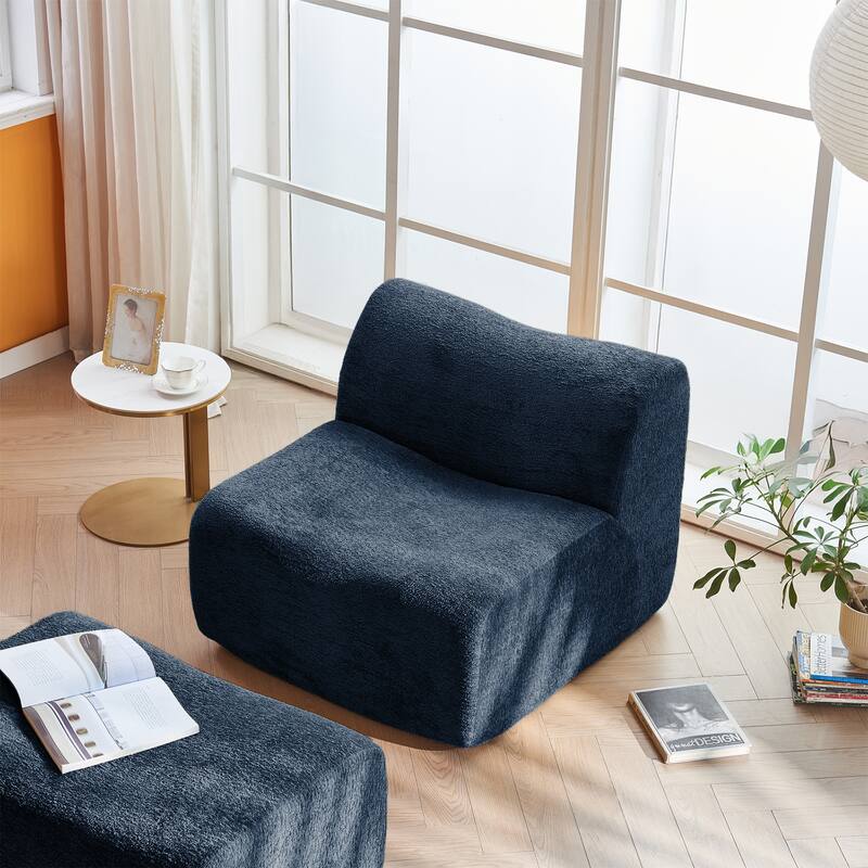 Comfortable and Space-Saving Single Foam Compression Sofa Chair with Footrest + Pillow