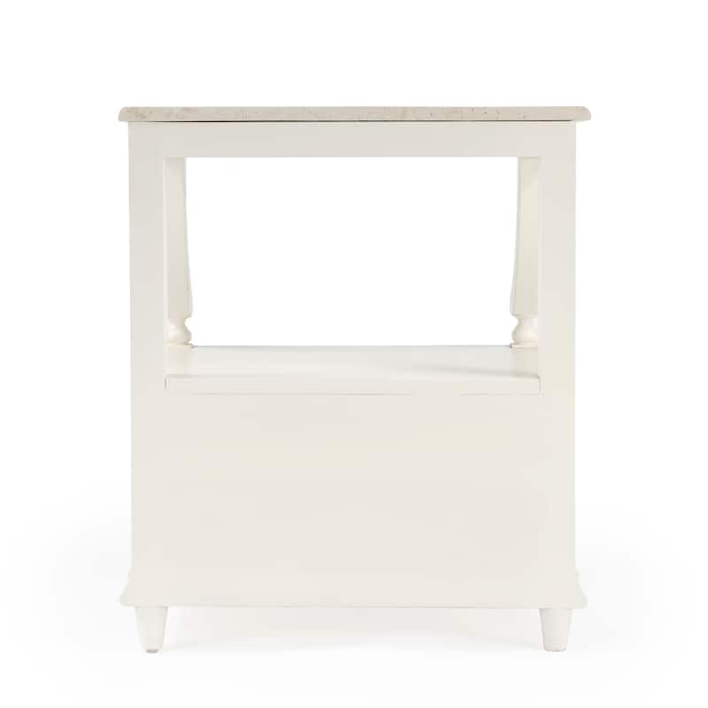 Mabel Genuine Marble and Wood 1-Drawer Nightstand
