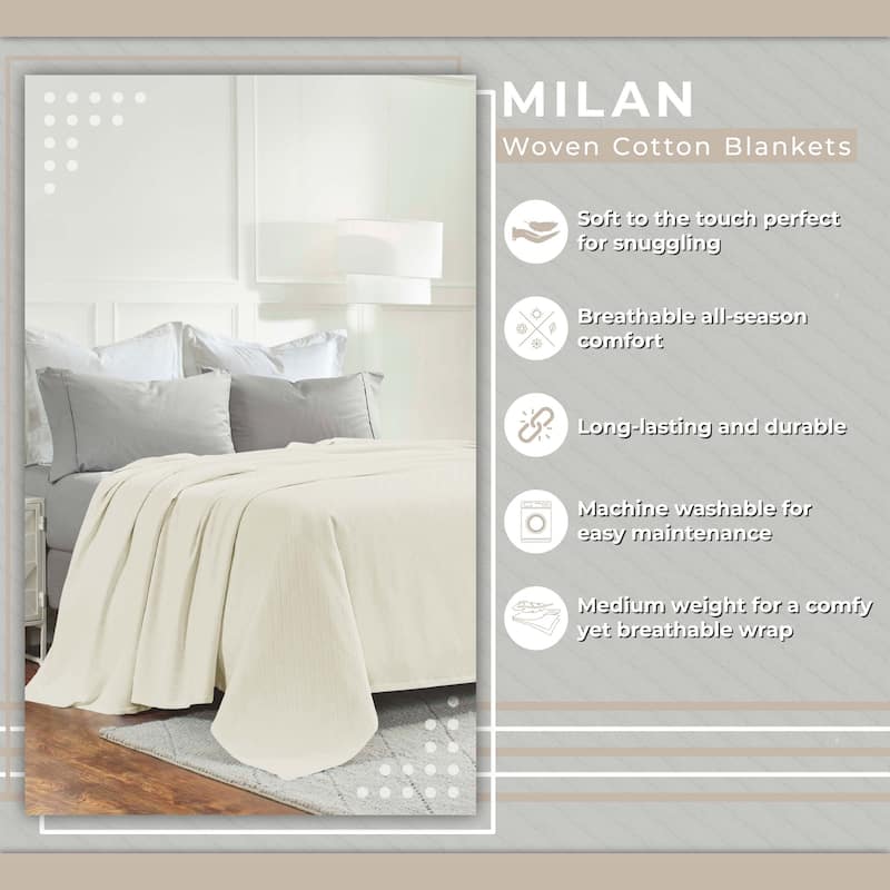 Superior Milan Cotton Textured Striped Lightweight Woven Blanket