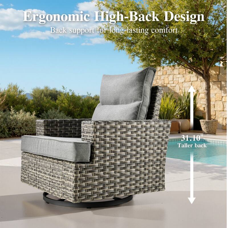 OVIOS 9 Pieces T shaped Seat Curved Swivel Chair Set With Fire Pit