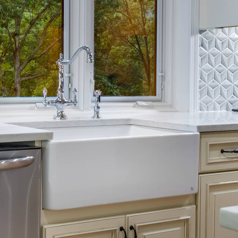 Large White Fireclay Apron Front Farmhouse Kitchen Sink