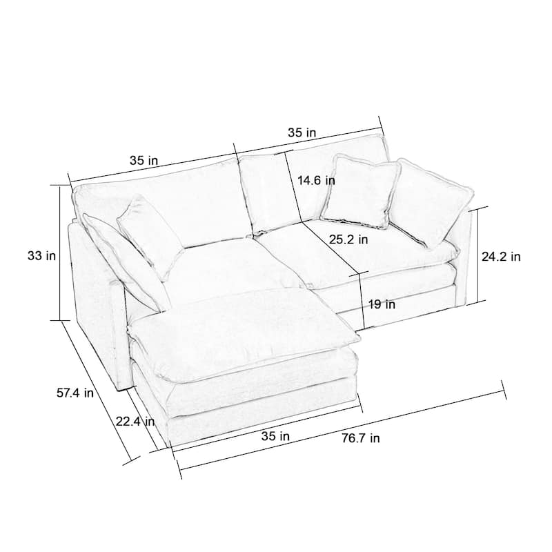 Cloud Chenille Upholstered Modular Sectional Sofa with DIY Combination Design