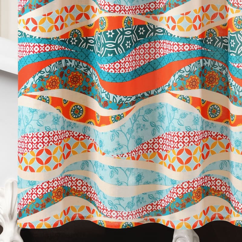 Lush Decor Hailey Watercolor Wave Cotton Shower Curtain