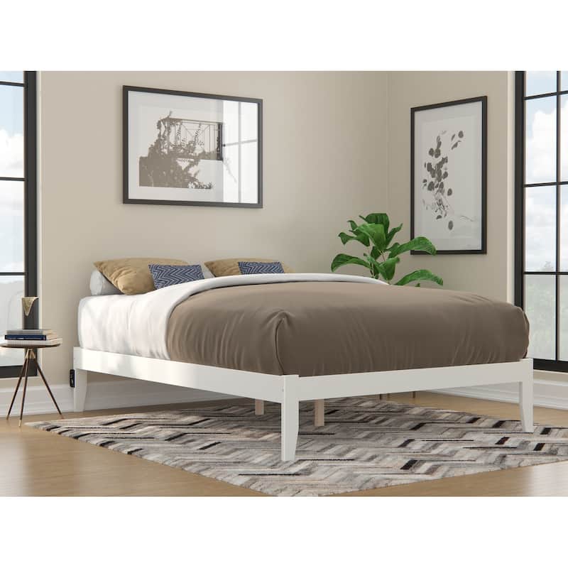 AFI Colorado Platform Bed with Charging Station - White - Queen