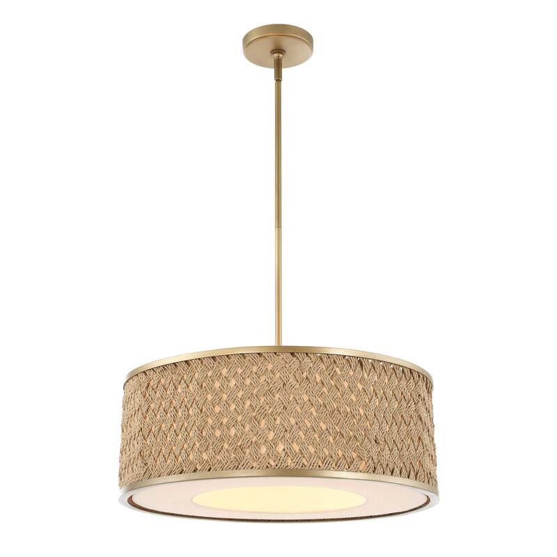 Uttermost Pinchot 4 Light Rattan Drum Pendant - 22.25"W x 22.25"D x 8.5"H