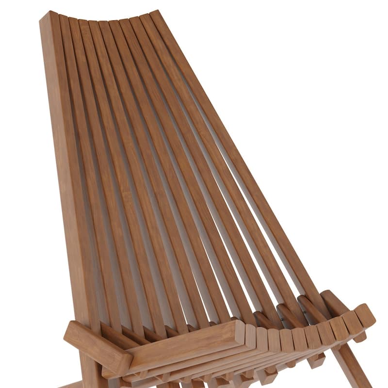 Indoor/Outdoor Solid Acacia Wood Low Profile Lounge Patio Folding Chair