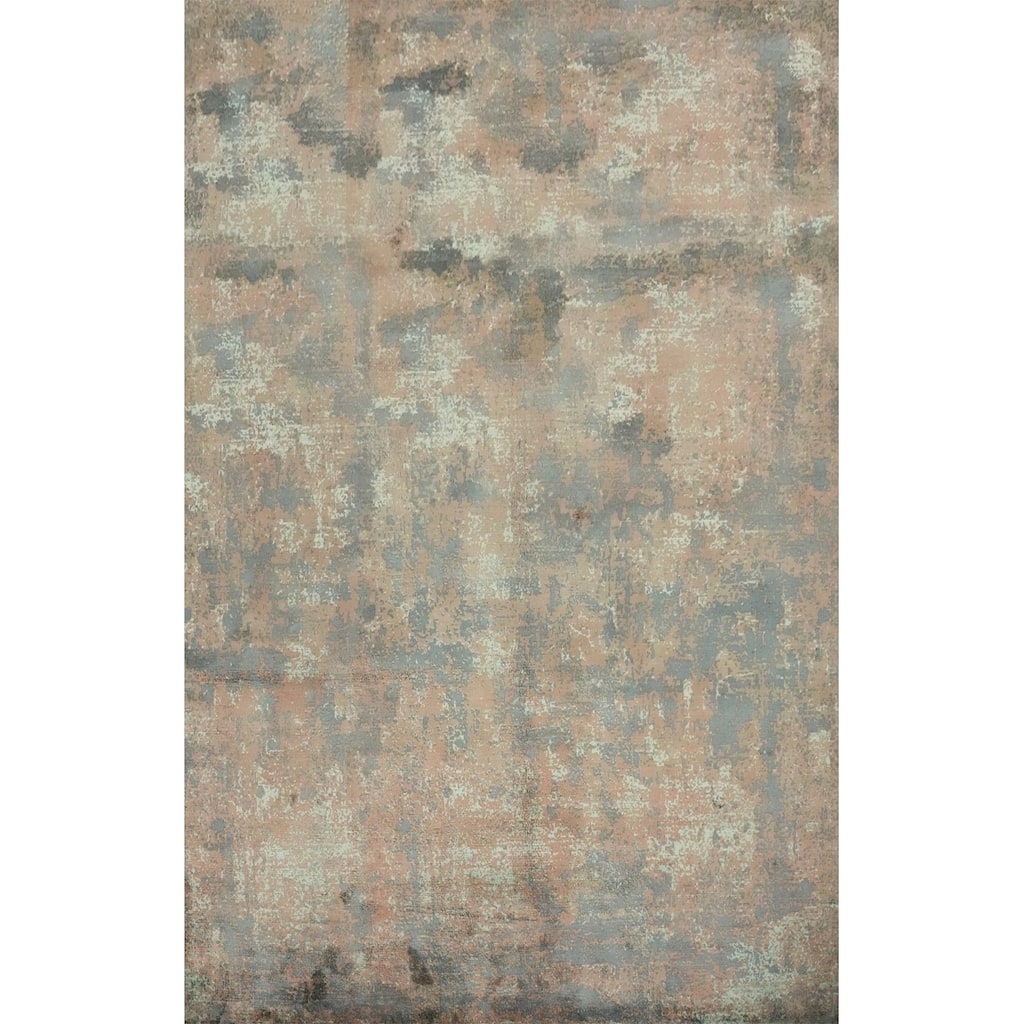 Hand Knotted Oriental Viscose Silk Carpet Modern All-Over Multi-Colored Abstract Area Rug - 7' 9'' X 5' 6''