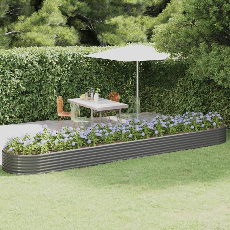 vidaXL Garden Raised Bed Patio Outdoor Raised Planter Box Powder-coated Steel - 199.6" x 39.4" x 14.2"