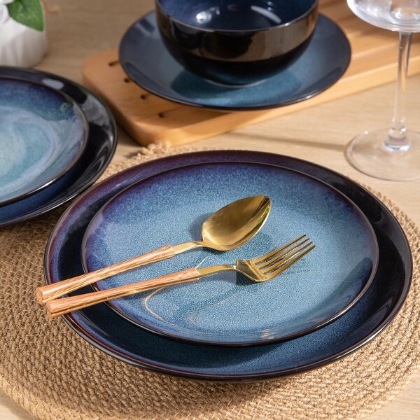 Ceramic Dinnerware Sets for 4,Stoneware Coupe Plates and Bowls