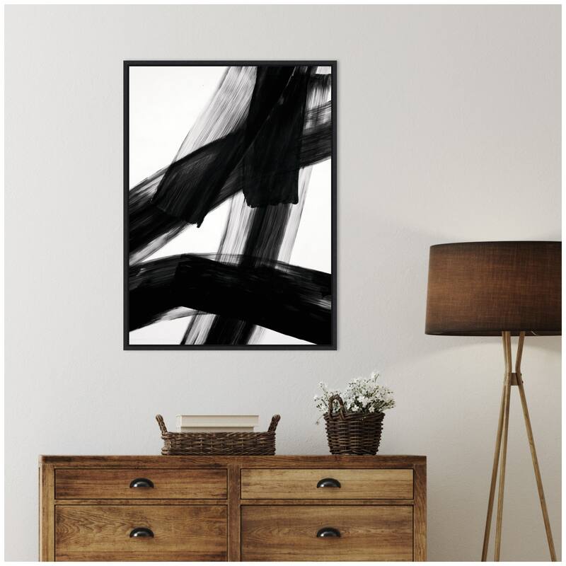 Kate and Laurel Black Mark No. 3 by Amy Lighthall Framed Canvas Wall Art Print