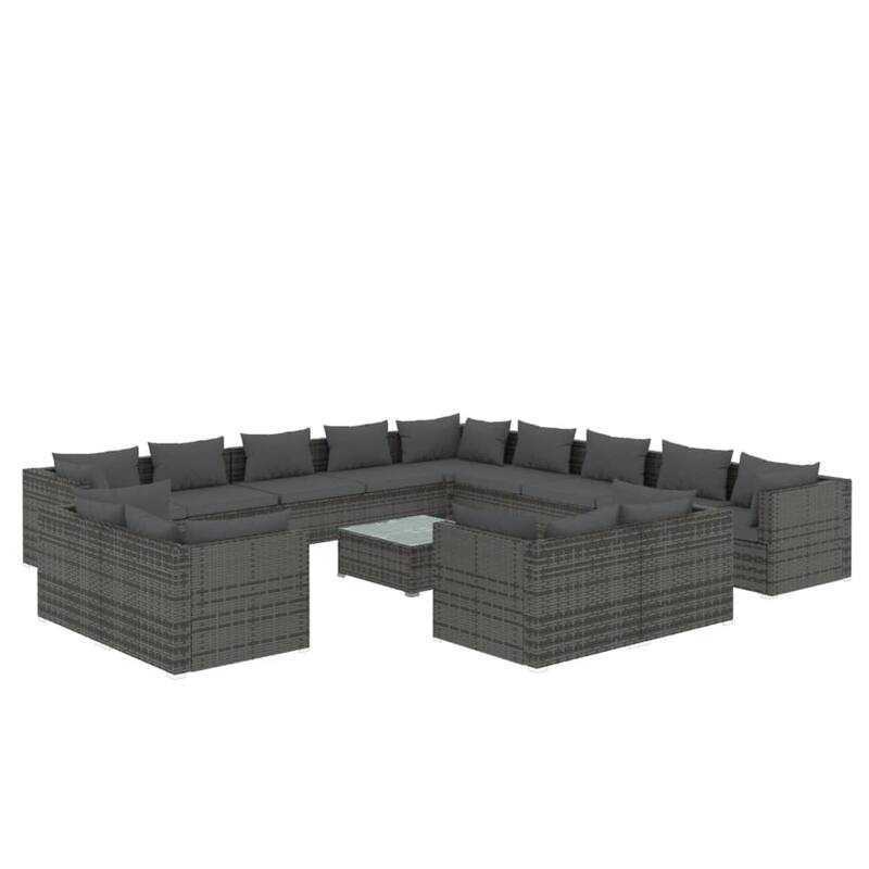 vidaXL Patio Lounge Set Outdoor Sectional Sofa Set Table Garden Poly Rattan - 27.6" x 27.6" x 23.8"