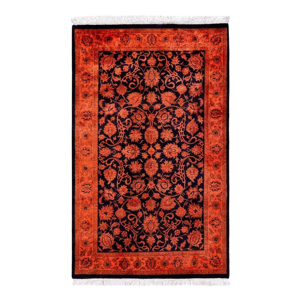 Overton Hand Knotted Wool Vintage Inspired Modern Contemporary Overdyed Orange Area Rug - 2' 7" x 4' 3"