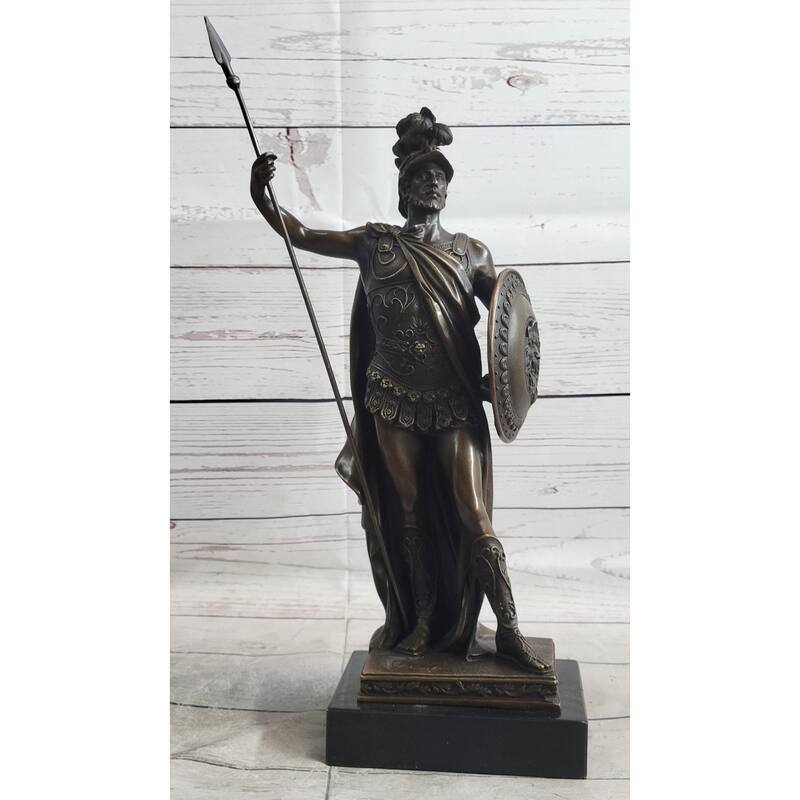Spartan Greek King Leonidas 300 Hoplite Warrior Hero Bronze Sculpture Statue Marble Base