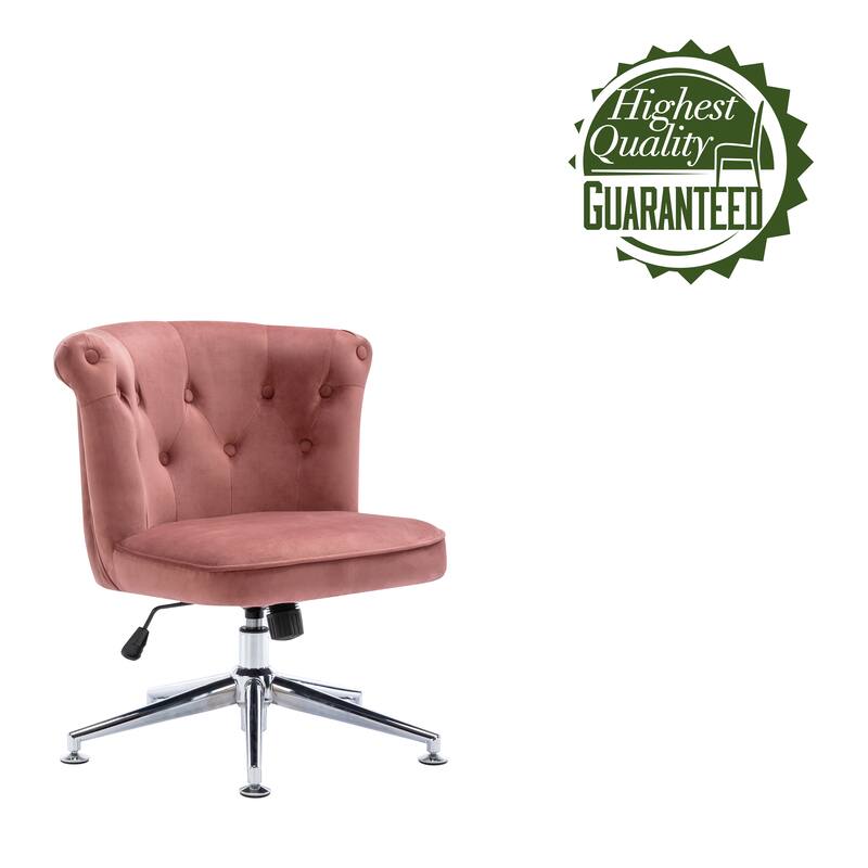 Porthos Home Quoba Tufted Velvet Office Chair, Castors and Footers Both Included
