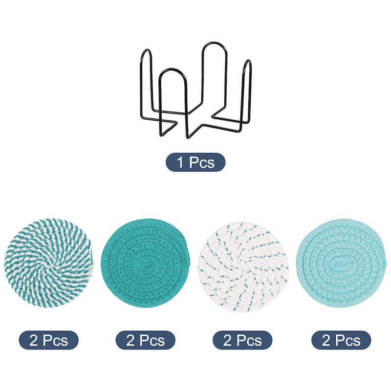 Coasters for Drinks, 8 PCS Thicken Heat Resistant Trivets with Holder