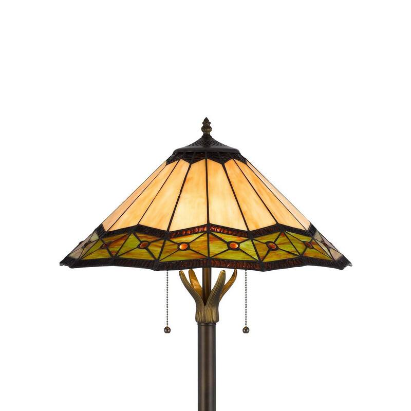 Dio 62 Inch Floor Lamp, Colorful Tiffany Style Stained Glass, Bronze Resin