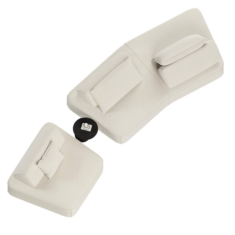 GDFStudio - Modern 139" Oversized Chenille Upholstered Modular Deep Seat Sectional Sofa with Removable Backrests & Soft Pillows