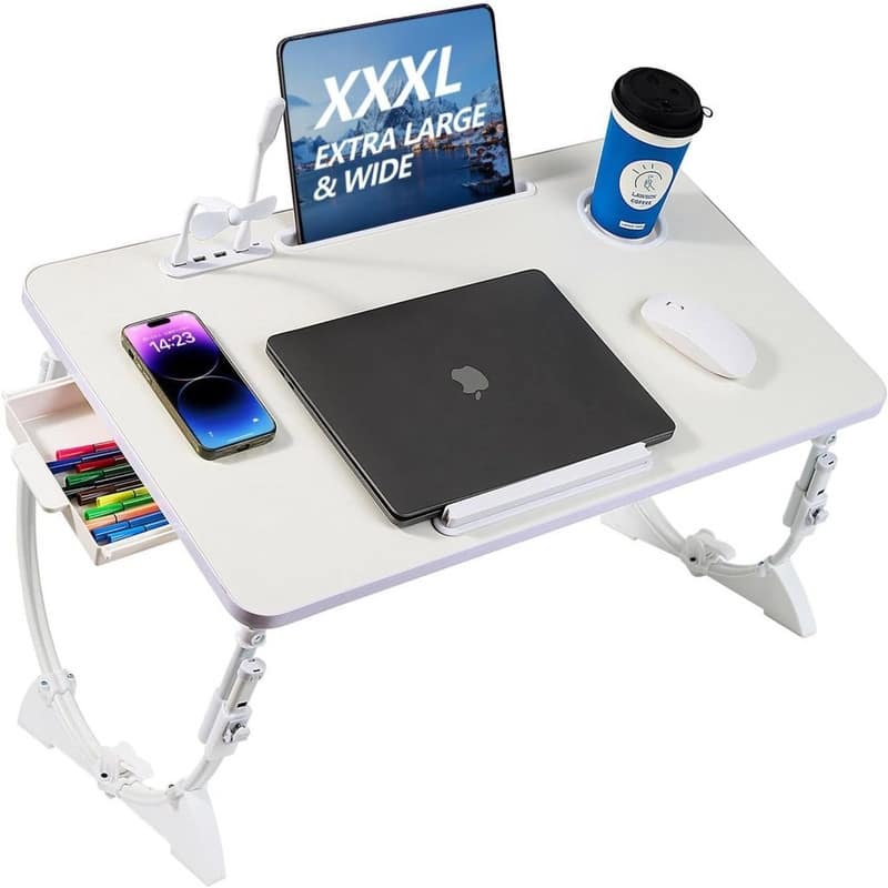 Adjustable Laptop Bed Desk - White