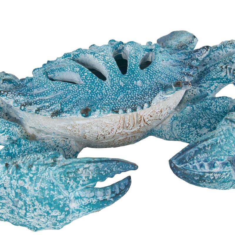Polystone Textured Crab Decorative Sculpture with White Body - Red or Blue