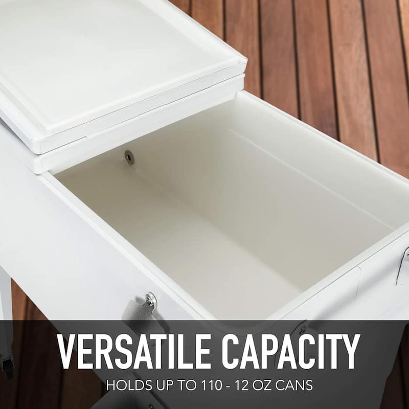 Permasteel 80-Qt Classic Outdoor Rolling Patio Cooler with Wheels, White