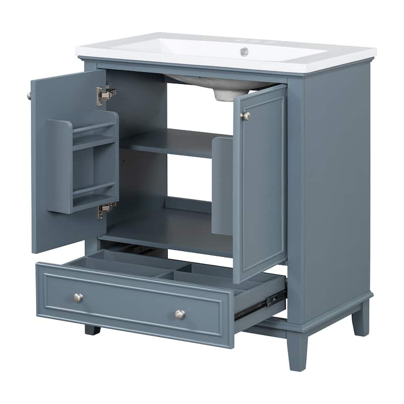 Roomfitters 30" Bathroom Vanity with Sink Combo, Multi-Functional Cabinet with Doors and Drawer, Solid Frame, MDF