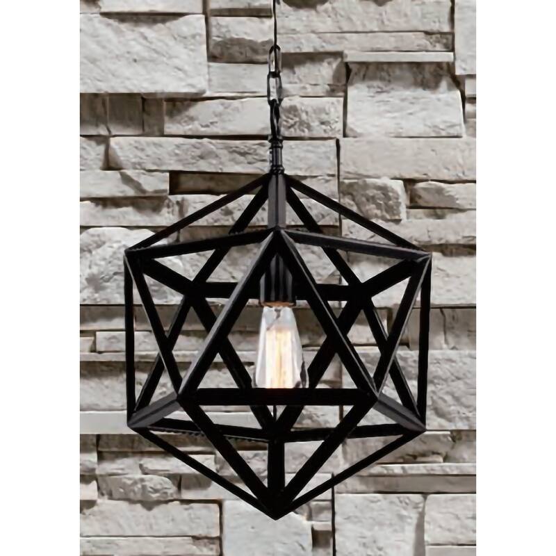 1 Light Black Rustic Cage Single Pendant Lighting