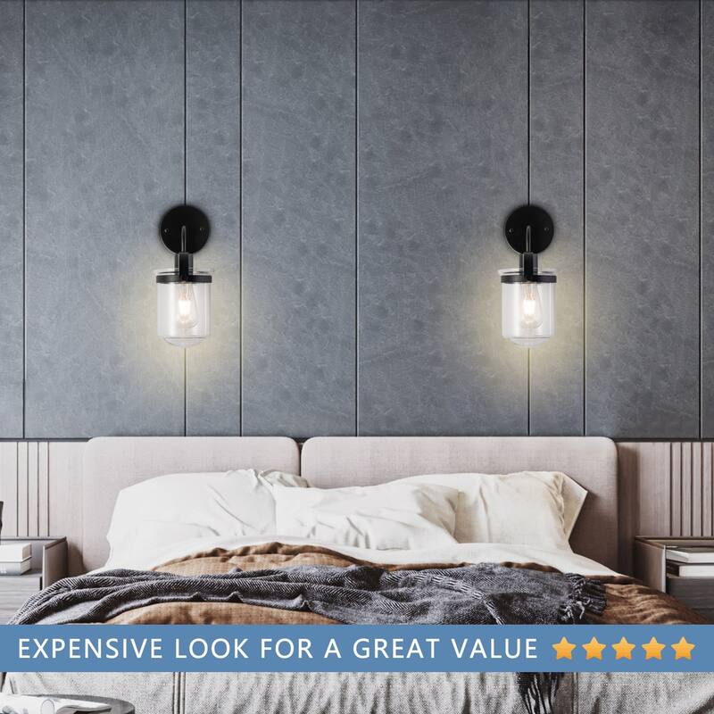 8 Inch Bathroom Vanity Lighting with 1-Light and Clear Glass Shade