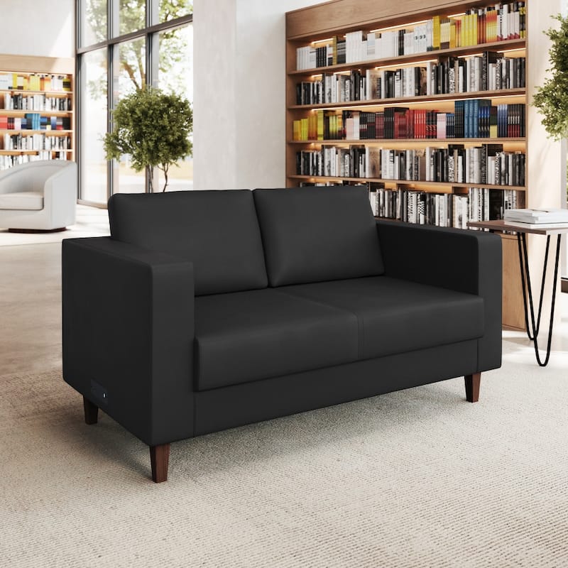Commercial Lobby Loveseat with 2 Outlets/1 USB/1 USB-C Ports - 56.5"W x 31.25"D x 32.5"H